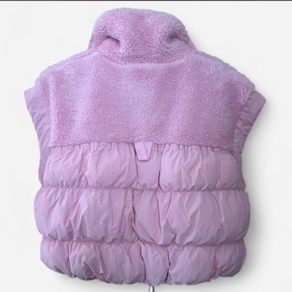 JOYLAB PINK PUFFER VEST FUZZY | FUR ZIPUP WOMENS XS - NWT “high pile + puffer” - Picture 2 of 3